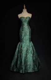 Classy Prom Dresses Mermaid Sweetheart Dark Green Floor Length Lace Satin Formal Evening Dress N3707
