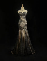Charming Prom Dresses Mermaid Sweetheart Tulle Black Tie Dress With Beaded Long Formal Evening Outfits N3701