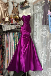 Elegant Fairy Mermaid One Shoulder Grape Evening Gowns Formal Birthday Party Dress Prom Dresses N1701