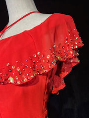 Vintage Prom Dresses Inspo Mermaid Halter Red Chiffon With Beading For Women Formal Dress N3265