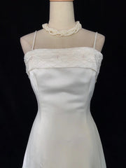 Modest Prom Dresses Inspo A line Spaghetti Strap White Satin With Cape For Women Formal Dress N3222