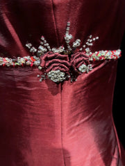 Modest Prom Dresses Ball Gown Spaghetti Strap Burgundy Satin Sweet 16 Dress Formal Evening Outfits N3614