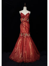 Beautiful Prom Dresses Mermaid Spaghetti Strap Burgundy With 3D Flowers Long Formal Evening Outfits N3660