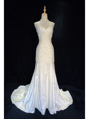 Vintage Prom Dresses Inspo Mermaid Spapghetti Strap White Long 1980s With Lace Wedding Gowns N3337