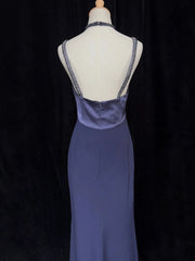 Modest Prom Dresses Inspo Mermaid 90s Halter Neck Navy Blue With Beads For Women Formal Dress N3281