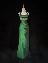 Vintage Prom Dresses Inspo Mermaid 90s Halter Dark Green With Appliqued For Women Formal Dress N3269