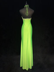 Modest Prom Dresses Mermaid Halter Green Satin Floor Length Formal Evening Outfits N3482