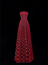 Modest Prom Dress Aesthetic Ball Gowns Strapless Burgundy Velvet Style Impress With Beadings Long Party Formal Gown SA058