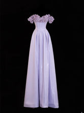 Modest Prom Dresses Aesthetic A Line Off The Shoulder Lilac Inspiration Flowers Style Impress With Sleeves Long Party Formal Gown SA089