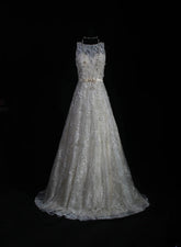 Vintage Prom Dresses Aesthetic A line Silver Gray Lace With Beads Inspo Impress Long Party Semi Formal Gown For Senior Teens High Schools AS255