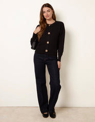 Gold Flower Button Cardigan