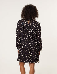 Polka Dot Tie Neck Smock Dress