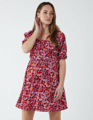 Milkmaid Square Neck Puff Sleeve Mini Dress