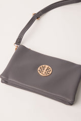 Detailed Zip Up Purse With Detachable Strap