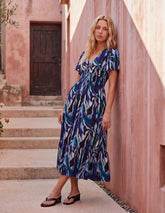Ring Detail Printed Dress