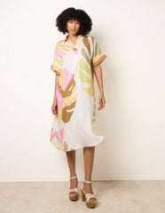 Vibrant Oversized Shirt Midi Dress