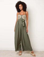 Gold Detailed Embroidered Stitching Jumpsuit