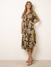Topical Print Kimono Style Oversized Dress