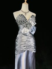 Vintage Prom Dresses 90s Mermaid Sweetheart Satin Beading Long Evening Outfits N3192