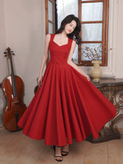 Simple A Line Spaghetti Strap Red Summer Formal For Women Girls Teens Prom Dresses N2209