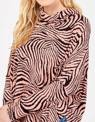 Abstract Zebra Oversized Cowl Neck Top