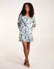 Tie Front Watercolour Mini Dress