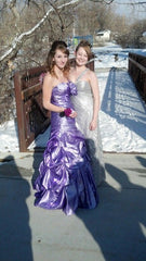 Glamorous Ball Gown Sweetheart Lilac Satin With Ruffles Formal Dress 18th Birthday Prom Dresses N2807