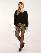 Gold Floral Jaquard Mini Skirt