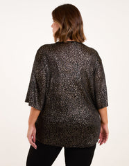 Curve Leopard V Neck Tie Front Top