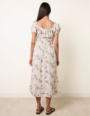 Embroidery Milkmaid Midi Dress