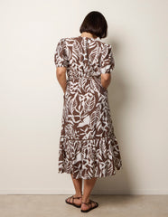 Coconut Button Belted Midi Dress
