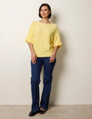 Knitted Frill Sleeve Batwing Jumper