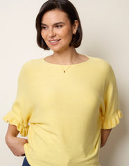 Knitted Frill Sleeve Batwing Jumper