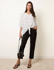 Polka Dot Knot Front Top