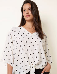 Polka Dot Knot Front Top