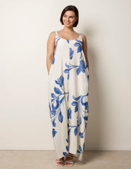 Floral Print Wide Leg Jumpsuit