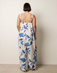 Floral Print Wide Leg Jumpsuit
