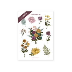 Chrysanthemum Printable Stickers - Archer and Olive