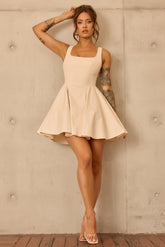Crimson Whirl Woven Mini Dress - Ivory