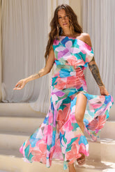 Darling Days Chiffon Maxi Dress - Pink Multi
