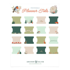 Fox in Winter Woods Printable Planner Tabs - Archer and Olive