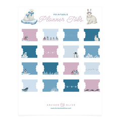 Polar Penguin Printable Planner Tabs - Archer and Olive