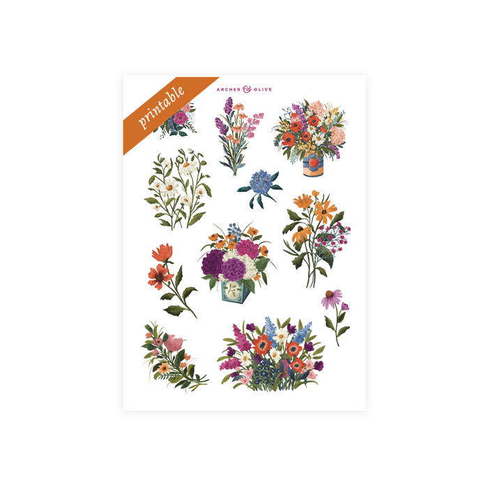 Printable Sticker: Wildflowers - Archer and Olive
