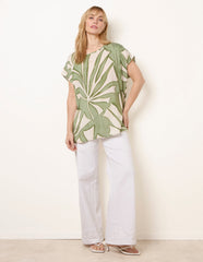 Large Floral Round Neck Top