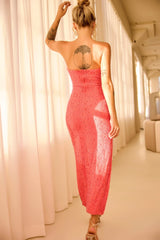 Starlit Baby Midi Dress - Coral