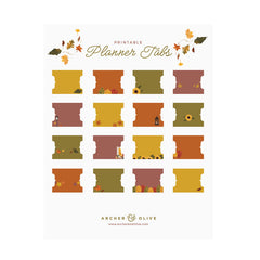 Swirling leaves: Printable Planner Tabs - Archer and Olive