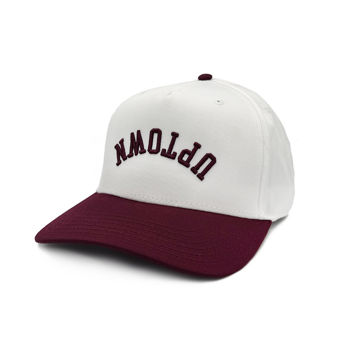 Upside Down Uptown Hat White and Maroon
