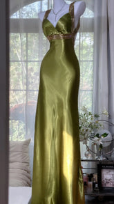Modest Prom Dresses Mermaid Sweetheart Olive Green Sleeveless Satin Long Evening Outfits N3559