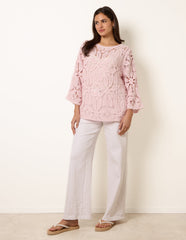 Flower Crochet Long Sleeve Top