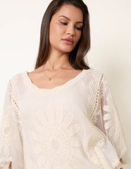 Sun Flower Lace Sleeve Blouse
